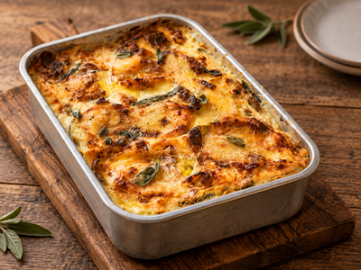 Lasagnes butternut, champignons et béchamel à la noix de muscade