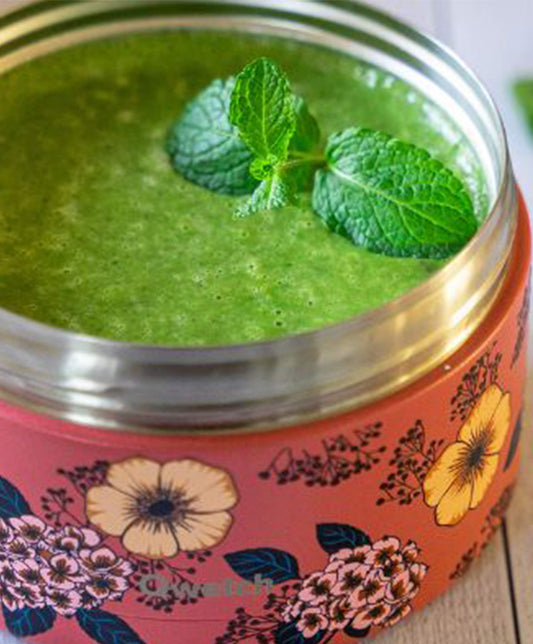 Velouté petits pois, épinards et menthe
