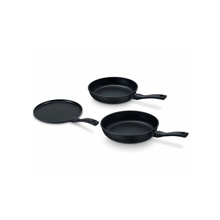 Set 2 poêles et 1 crêpière antiadhésif Noir Energy Beka