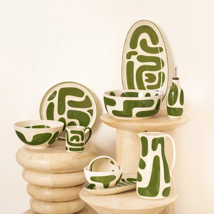 Saladier en grès de 26 cm vert Lulli Table Passion