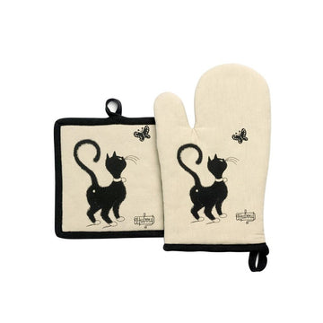 Set gant et manique Dubout chat papillon beige Winkler