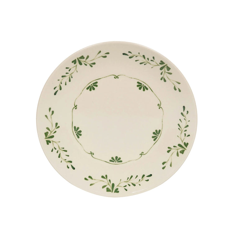 Plat rond vert en grès 32cm Appoline Table Passion
