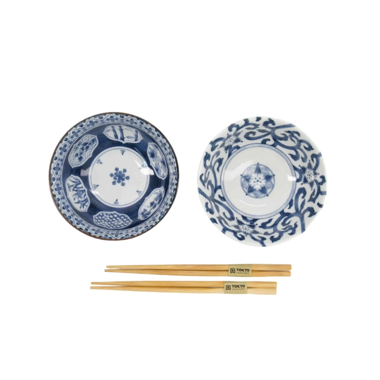 Coffret de 2 bols en porcelaine de 500ml avec baguettes Tayo Tokyo Design