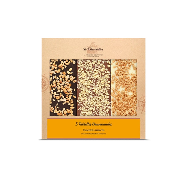 Assortiment de 3 tablettes au chocolat noir, au lait et blanc Le Chocolatier
