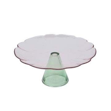 Présentoir en verre rose et vert de 28cm Fleur De Rose Atmosphera