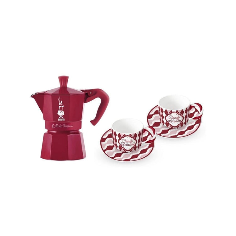 Set Moka céramique rouge Candy Land Bialetti
