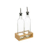 Lot 2 bouteilles huile et vinaigre Verre et bambou anti-goutte 480 ml Transparent Five