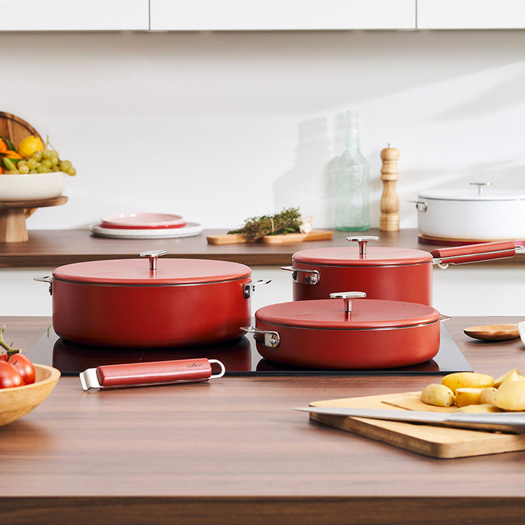 Sauteuse en inox 28 cm rouge La Merveilleuse Cookut