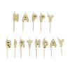 Bougies à piquer Happy Birthday dorées Patisdecor