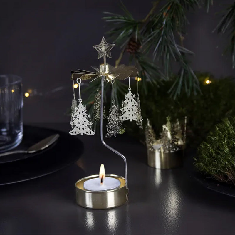 Carrousel bougeoir sapin noel doré