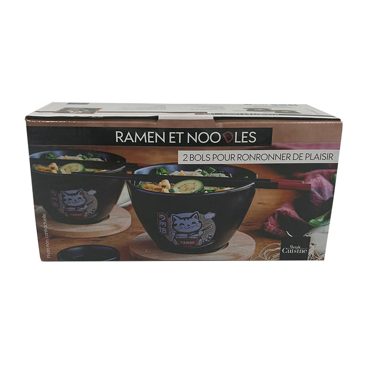 Coffret 2 bols et baguettes kawai