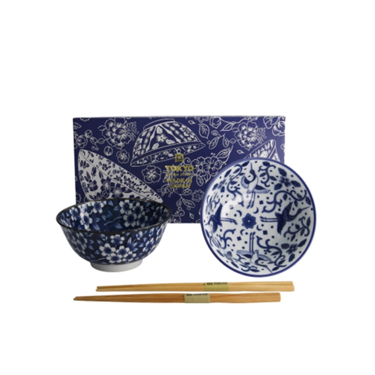 Coffret de 2 bols 500ml avec 2 paires de baguettes Tokyo Design