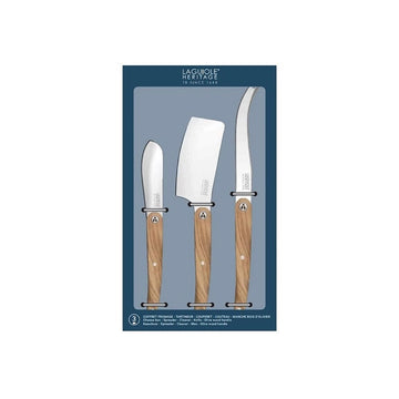 Coffret de 3 couteaux à fromage en bois d'olivier et en acier inoxydable Laguiole Héritage