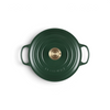 Cocotte ronde en fonte émaillée Du Bruit dans la Cuisine, coloris forêt, 24 cm avec bouton en acier inoxydable.