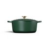 Cocotte ronde en fonte émaillée Du Bruit dans la Cuisine Le Creuset couleur vert forêt avec bouton doré