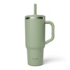 Mug isotherme Qwetch 900ml vert tilleul avec anse et paille en inox, vendu par Du Bruit dans la Cuisine
