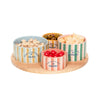 Set apéritif de 4 pièces en porcelaine sur une planche en bois Beach Club Table Passion