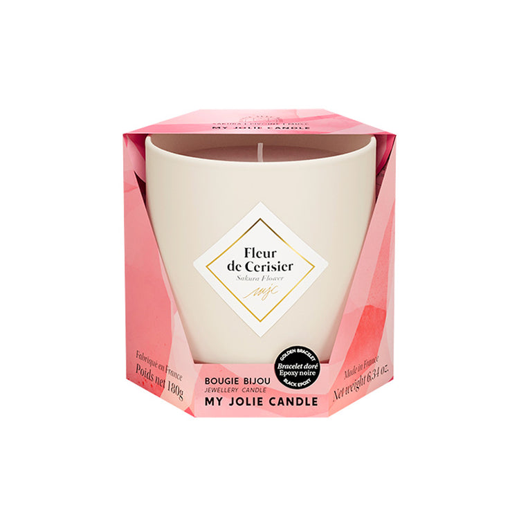 Bougie Bijou Les Essentielles bracelet or billes noires fleur de cerisier Jolie Candle