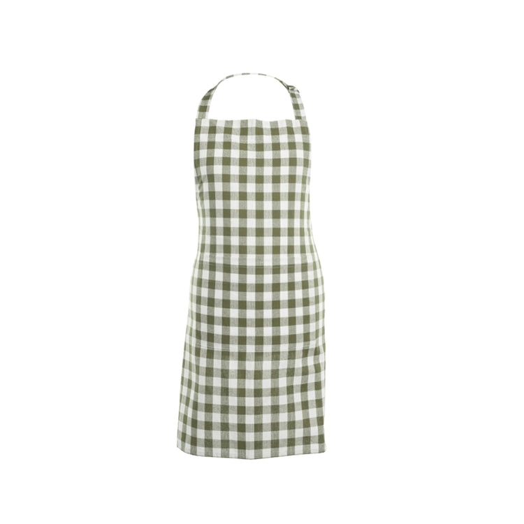 Tablier en coton vert Gingheam Tiseco