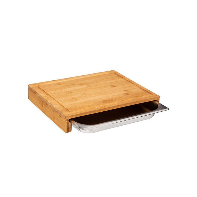 Planche à découper Bambou avec bac inox 35x28 cm Naturel Argent Five