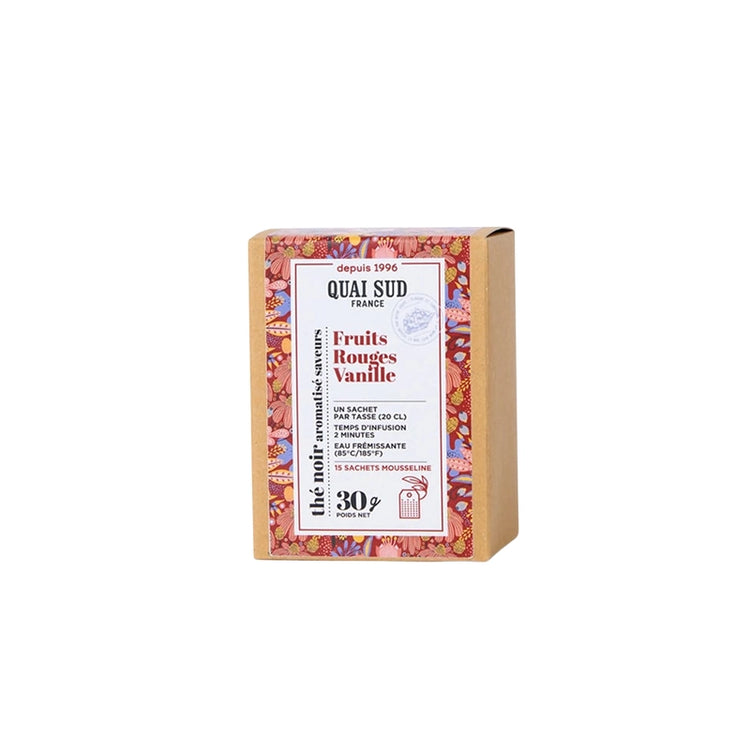 Thé noir fruits rouges vanille 15 sachets Quai Sud