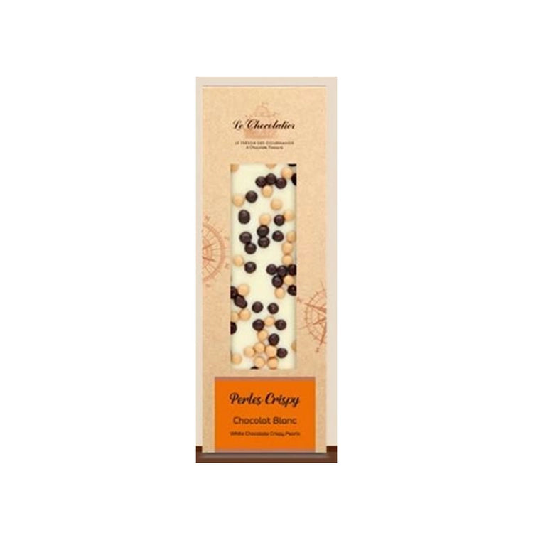Tablette de chocolat blanc avec des perles crispy Le Chocolatier