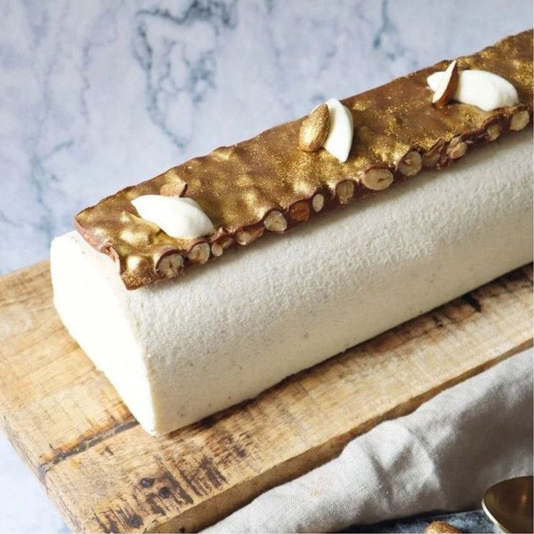 Moule à bûche antiadhésif en acier inoxydable et silicone 28 cm beige Scrapcooking