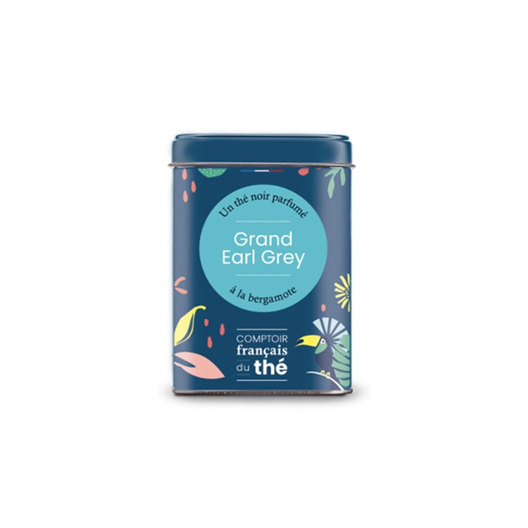 Boîte de thé noir Grand Earl Grey en vrac de 100g Comptoir Français du Thé