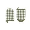 Set de 2 maniques en coton vert Gingheam Tiseco