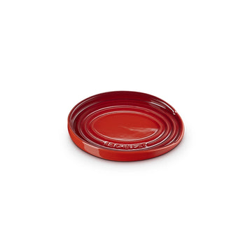 Repose-cuillère ovale en grès de 16 cm cerise Le Creuset