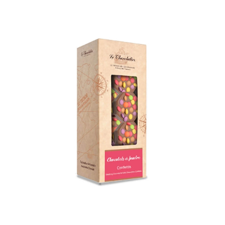 Chocolats au lait à faire fondre avec des confettis Le Chocolatier